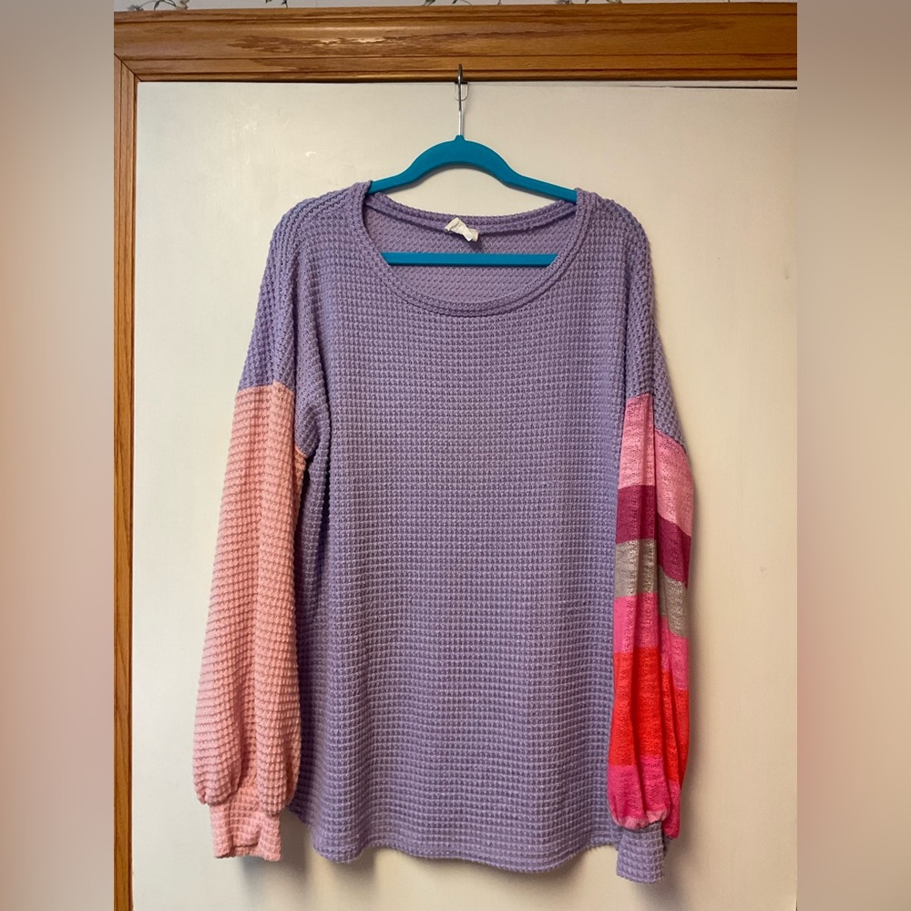 Colorful Women's Waffle Knit Top